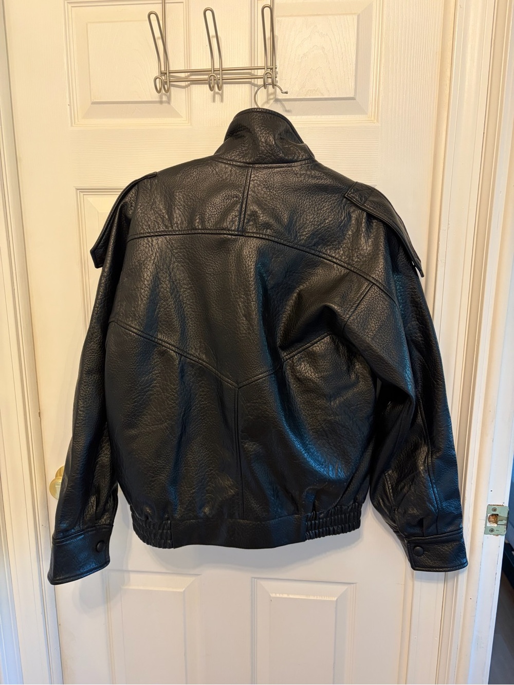 Zara Black Faux Leather Jacket with High Collar - Picture 2 of 3